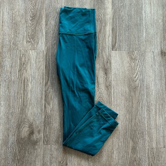 Lululemon Wunder Under High Rise 25" Leggings Size 6 Emerald Green Nulux Fabric - Picture 1 of 7